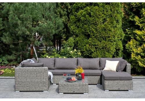  "Лунго" трансформирующийся диван из искусственного ротанга (гиацинт), цвет серый, фото 8 