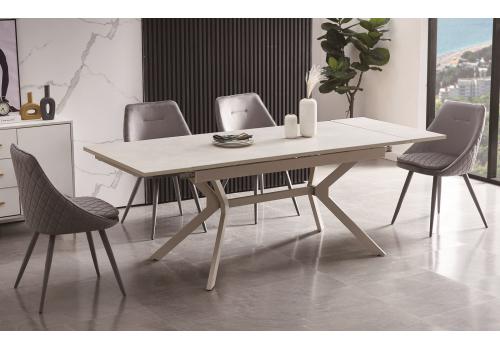  "Меркурий" стол интерьерный раздвижной обеденный из керамики, цвет белый глянцевый, фото 1 