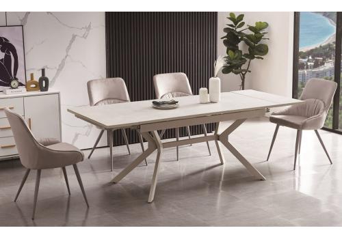  "Меркурий" стол интерьерный раздвижной обеденный из керамики, цвет белый глянцевый, фото 3 