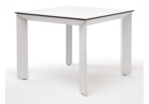  "Венето" обеденный стол из HPL 90х90см, цвет молочный, каркас белый, фото 1 