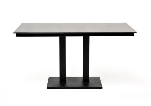  "Каффе" интерьерный стол из HPL квадратный 140х70см, цвет "серый гранит", подстолье двойное черное чугун, фото 2 