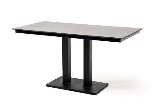  "Каффе" интерьерный стол из HPL квадратный 140х70см, цвет "серый гранит", подстолье двойное черное чугун, фото 3 