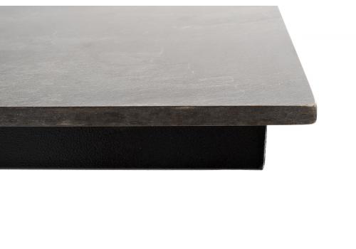  "Каффе" интерьерный стол из HPL квадратный 140х70см, цвет "серый гранит", подстолье двойное черное чугун, фото 4 