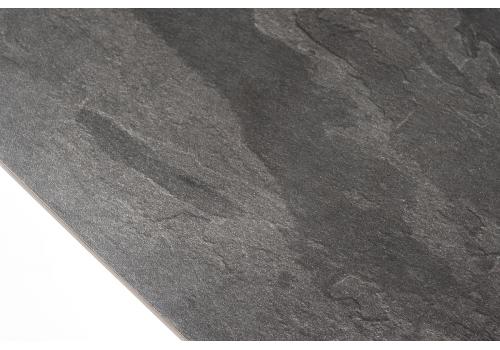  "Каффе" интерьерный стол из HPL квадратный 140х70см, цвет "серый гранит", подстолье двойное черное чугун, фото 5 