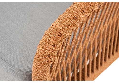  "Канны" диван 2-местный плетеный из роупа, каркас алюминий светло-серый (RAL7035) шагрень, роуп оранжевый меланж круглый, ткань светло-серая, фото 6 