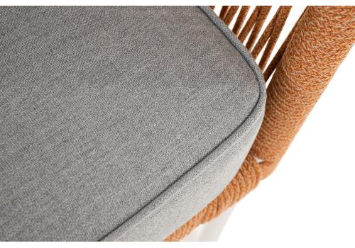  "Канны" диван 2-местный плетеный из роупа, каркас алюминий светло-серый (RAL7035) шагрень, роуп оранжевый меланж круглый, ткань светло-серая, фото 7 