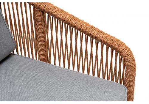  "Канны" кресло плетеное из роупа, каркас алюминий светло-серый (RAL7035) шагрень, роуп оранжевый меланж круглый, ткань светло-серая, фото 7 