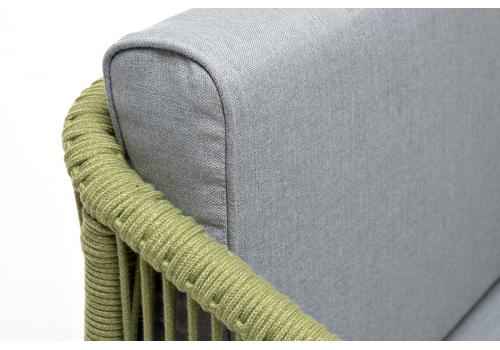  "Канны" кресло плетеное из роупа, каркас алюминий светло-серый (RAL7035) шагрень, роуп салатовый круглый, ткань светло-серая, фото 8 