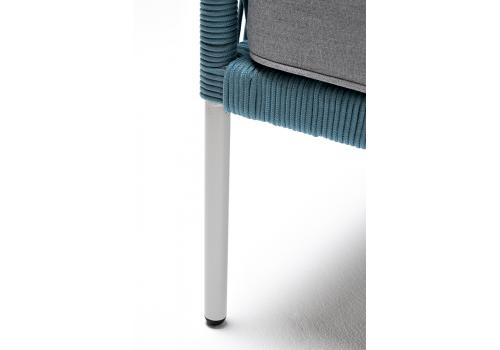  "Канны" кресло плетеное из роупа, каркас алюминий светло-серый (RAL7035) шагрень, роуп бирюзовый круглый, ткань светло-серая, фото 4 