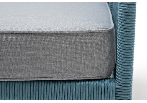  "Канны" кресло плетеное из роупа, каркас алюминий светло-серый (RAL7035) шагрень, роуп бирюзовый круглый, ткань светло-серая, фото 5 