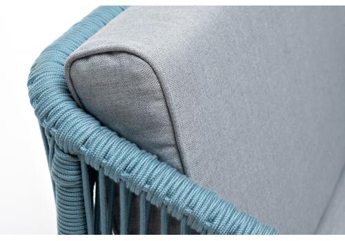  "Канны" кресло плетеное из роупа, каркас алюминий светло-серый (RAL7035) шагрень, роуп серый меланж круглый, ткань светло-серая, фото 8 