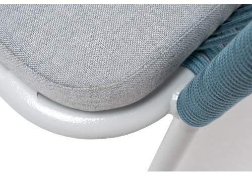  "Лион" стул плетеный из роупа, каркас из стали светло-серый (RAL7035) шагрень, роуп бирюзовый круглый, ткань светло-серая, фото 6 