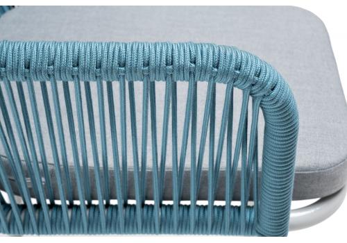  "Лион" стул плетеный из роупа, каркас из стали светло-серый (RAL7035) шагрень, роуп бирюзовый круглый, ткань светло-серая, фото 8 