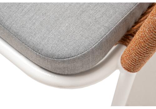  "Лион" стул плетеный из роупа, каркас из стали светло-серый (RAL7035) шагрень, роуп оранжевый меланж круглый, ткань светло-серая, фото 6 