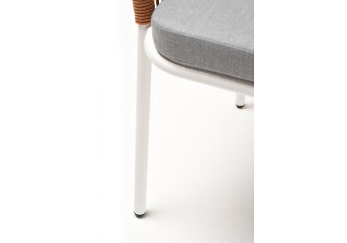  "Лион" стул плетеный из роупа, каркас из стали светло-серый (RAL7035) шагрень, роуп оранжевый меланж круглый, ткань светло-серая, фото 7 