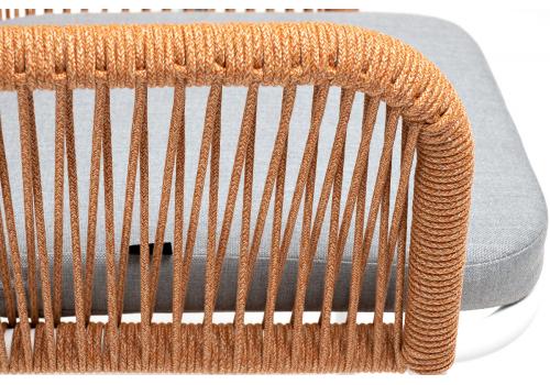  "Лион" стул плетеный из роупа, каркас из стали светло-серый (RAL7035) шагрень, роуп оранжевый меланж круглый, ткань светло-серая, фото 8 