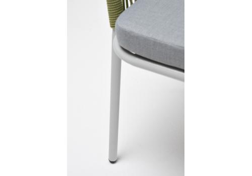  "Лион" стул плетеный из роупа, каркас из стали светло-серый (RAL7035) шагрень, роуп салатовый круглый, ткань светло-серая, фото 7 