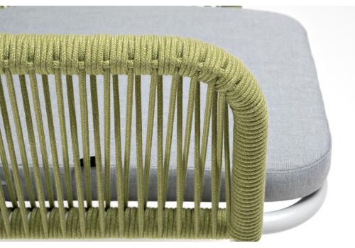  "Лион" стул плетеный из роупа, каркас из стали светло-серый (RAL7035) шагрень, роуп салатовый круглый, ткань светло-серая, фото 8 