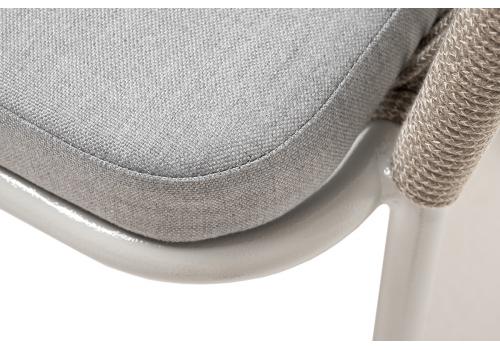  "Лион" стул плетеный из роупа, каркас из стали светло-серый (RAL7035) шагрень, роуп серый меланж круглый, ткань светло-серая, фото 6 
