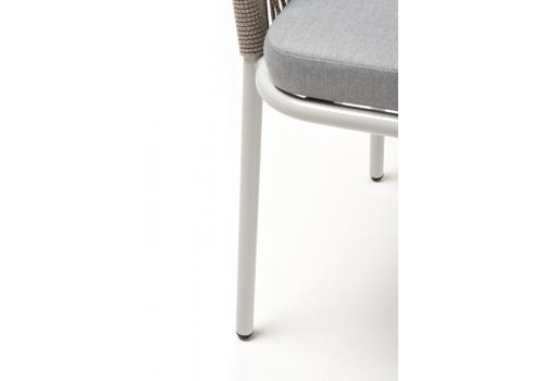  "Лион" стул плетеный из роупа, каркас из стали светло-серый (RAL7035) шагрень, роуп серый меланж круглый, ткань светло-серая, фото 7 