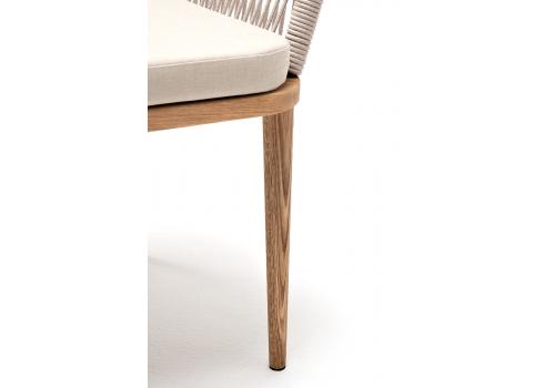  "Марсель" стул плетеный из роупа, основание дуб, роуп бежевый круглый, ткань бежевая, фото 8 