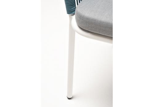  "Марсель" стул плетеный из роупа, каркас алюминий светло-серый (RAL7035) шагрень, роуп бирюзовый круглый, ткань светло-серая, фото 7 
