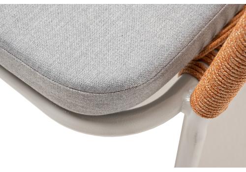  "Марсель" стул плетеный из роупа, каркас алюминий светло-серый (RAL7035) шагрень, роуп оранжевый меланж круглый, ткань светло-серая, фото 6 