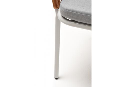  "Марсель" стул плетеный из роупа, каркас алюминий светло-серый (RAL7035) шагрень, роуп оранжевый меланж круглый, ткань светло-серая, фото 7 