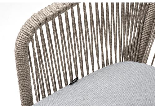  "Марсель" стул плетеный из роупа, каркас алюминий светло-серый (RAL7035) шагрень, роуп серый меланж круглый, ткань светло-серая, фото 5 