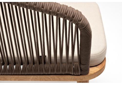  "Марсель" стул плетеный из роупа, основание дуб, роуп коричневый круглый, ткань бежевая, фото 7 