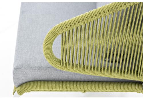  "Милан" диван 2-местный плетеный из роупа, каркас алюминий светло-серый (RAL7035) шагрень, роуп салатовый круглый, ткань светло-серая, фото 8 