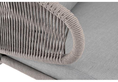  "Милан" диван 2-местный плетеный из роупа, каркас алюминий светло-серый (RAL7035) шагрень, роуп серый меланж круглый, ткань светло-серая, фото 4 