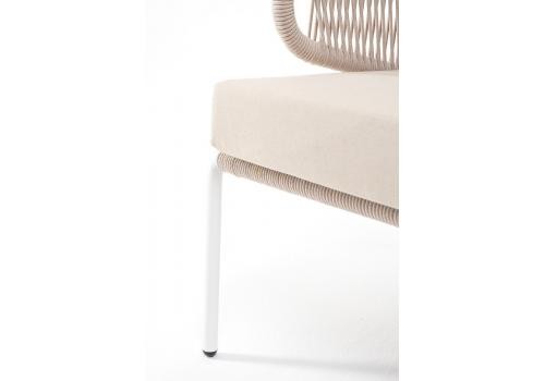  "Милан" диван 2-местный плетеный из роупа, каркас алюминий светло-серый (RAL7035) шагрень, роуп оранжевый меланж круглый, ткань светло-серая, фото 4 