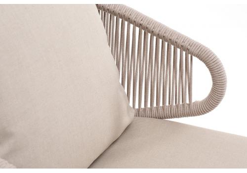  "Милан" кресло плетеное из роупа, каркас алюминий белый, роуп бежевый круглый, ткань бежевая, фото 5 