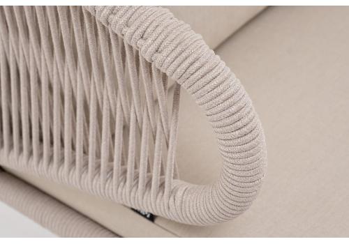  "Милан" кресло плетеное из роупа, каркас алюминий белый, роуп бежевый круглый, ткань бежевая, фото 6 