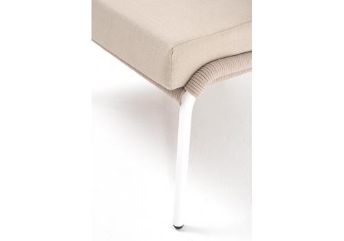  "Милан" кресло плетеное из роупа, каркас алюминий белый, роуп бежевый круглый, ткань бежевая, фото 7 