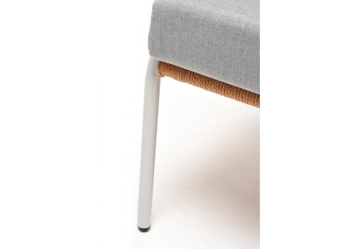  "Милан" кресло плетеное из роупа, каркас алюминий светло-серый (RAL7035) шагрень, роуп оранжевый меланж круглый, ткань светло-серая, фото 8 