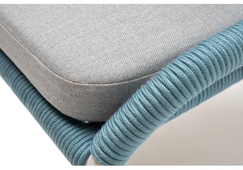  "Милан" стул плетеный из роупа, каркас алюминий светло-серый (RAL7035) шагрень, роуп бирюзовый круглый, ткань светло-серая, фото 4 