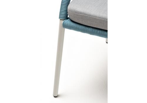  "Милан" стул плетеный из роупа, каркас алюминий светло-серый (RAL7035) шагрень, роуп бирюзовый круглый, ткань светло-серая, фото 7 