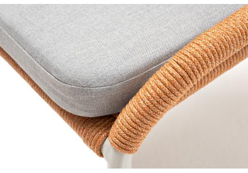  "Милан" стул плетеный из роупа, каркас алюминий светло-серый (RAL7035) шагрень, роуп оранжевый меланж круглый, ткань светло-серая, фото 4 