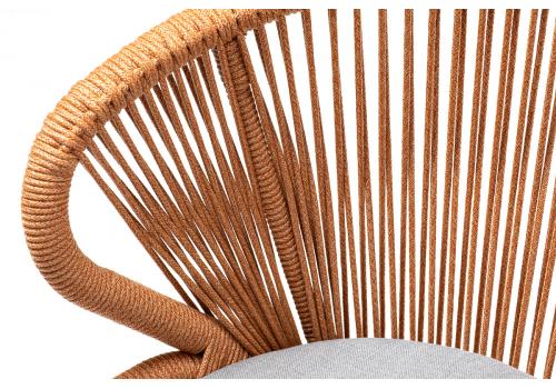  "Милан" стул плетеный из роупа, каркас алюминий светло-серый (RAL7035) шагрень, роуп оранжевый меланж круглый, ткань светло-серая, фото 5 