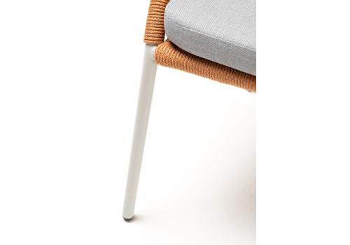 "Милан" стул плетеный из роупа, каркас алюминий светло-серый (RAL7035) шагрень, роуп оранжевый меланж круглый, ткань светло-серая, фото 7 
