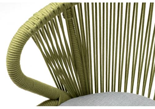  "Милан" стул плетеный из роупа, каркас алюминий светло-серый (RAL7035) шагрень, роуп салатовый круглый, ткань светло-серая, фото 5 