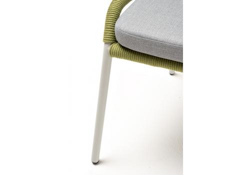  "Милан" стул плетеный из роупа, каркас алюминий светло-серый (RAL7035) шагрень, роуп салатовый круглый, ткань светло-серая, фото 8 