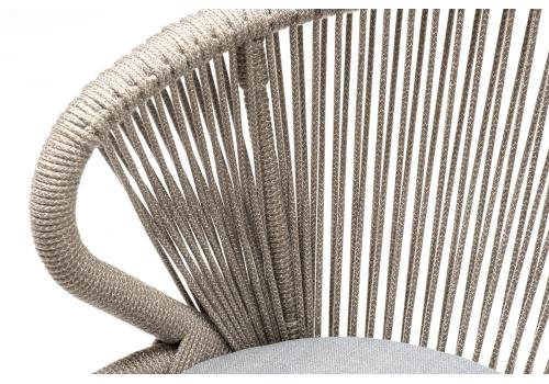  "Милан" стул плетеный из роупа, каркас алюминий светло-серый (RAL7035) шагрень, роуп серый меланж круглый, ткань светло-серая, фото 6 