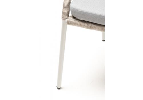  "Милан" стул плетеный из роупа, каркас алюминий светло-серый (RAL7035) шагрень, роуп серый меланж круглый, ткань светло-серая, фото 7 