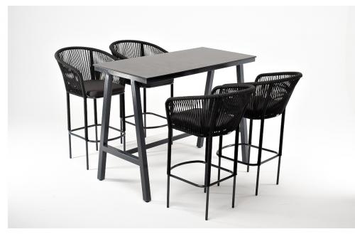  "Рио" барный комплект на 4 персоны, стол HPL "серый гранит", цвет темно-серый, фото 1 