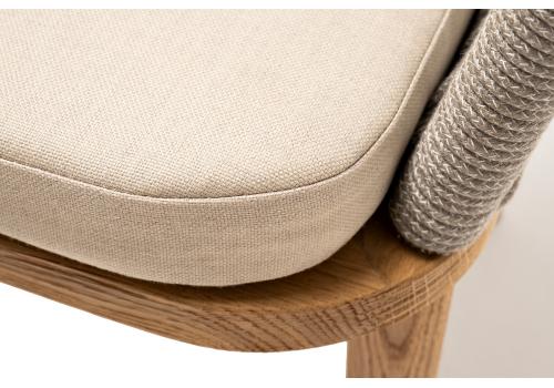  "Марсель" стул плетеный из роупа, основание дуб, роуп серый меланж круглый, ткань бежевая, фото 4 