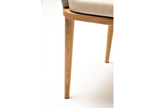  "Марсель" стул плетеный из роупа, основание дуб, роуп серый меланж круглый, ткань бежевая, фото 7 