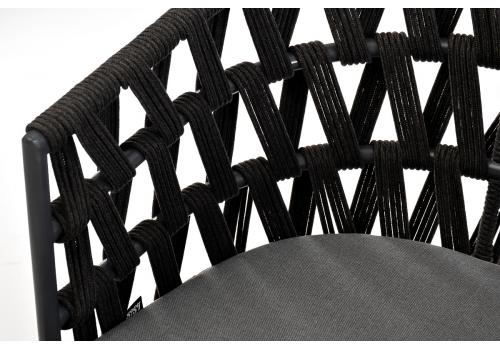 "Диего" стул плетеный из роупа, основание дуб, роуп темно-серый круглый, ткань серая, фото 6 